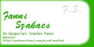 fanni szakacs business card